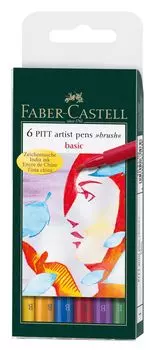 Набор ручек Pitt Artist из 6 шт. Базовая упаковка 167 167103 Faber-Castell 107, 109, 110, 127, 160,