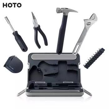 Набор ручных инструментов Xiaomi HOTO, 17 шт., набор инструментов «сделай сам», бытовой ручной инструмент с отверткой, гаечный ключ, молоток, лента, плоскогубцы, нож, ящик для инструментов