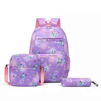 Набор рюкзаков с принтом, школьный рюкзак, женский легкий рюкзак большой вместимости с сумкой для ручек для девочек-подростков розовый