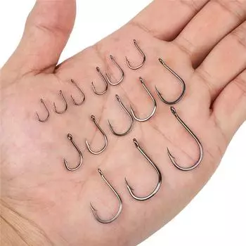 Набор рыболовных крючков, 50 шт., колючий одинарный крючок для карпа, морской рыболовный крючок, дуговые гладкие крючки из высокоуглеродистой стали, гладкие крючки, аксессуары для рыбалки нахлыстом серебряный