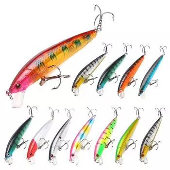Набор рыболовных приманок, твердая приманка для морской и пресной воды, неглубокие воблеры, рыболовные леверсы для окуня цветочный