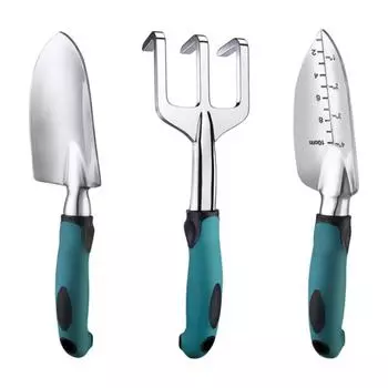 Набор садовых инструментов из нержавеющей стали с нескользящей резиновой рукояткой, лопата для сада с отметкой масштаба, ручные садовые инструменты для улицы