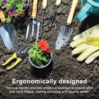 Набор садовых инструментов из углеродистой стали, совок с деревянной ручкой, прочные ручные грабли, вилка с сумкой для хранения, подарки для садоводов-любителей B