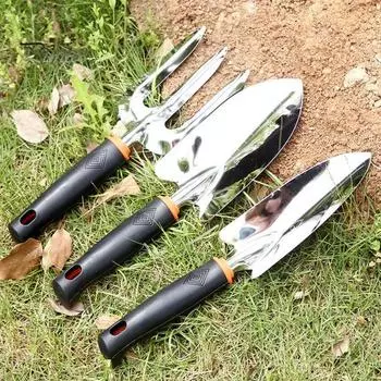 Набор садовых лопат из нержавеющей стали, 3 шт./компл., противоскользящая резиновая ручка, портативный заостренный наконечник для копания, садовый мастерок, посадка газона, трехзубая лопата 3pcs