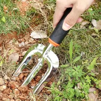 Набор садовых лопат из нержавеющей стали, 3 шт./компл., противоскользящая резиновая ручка, портативный заостренный наконечник для копания, садовый мастерок, посадка газона, трехзубая лопата 3pcs