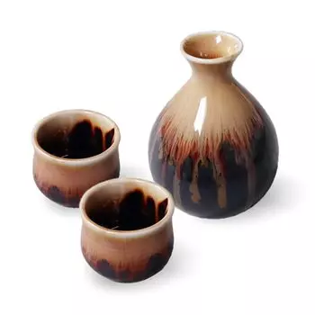 Набор саке с желтой глазурью Awasaka Niho 7-2076