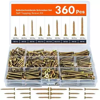 Набор саморезов по дереву с крестообразным потайным шлицем 360 шт. 340/400 шт. волоконный гвоздь шуруп по дереву металлу 360pcs Fiber Nails
