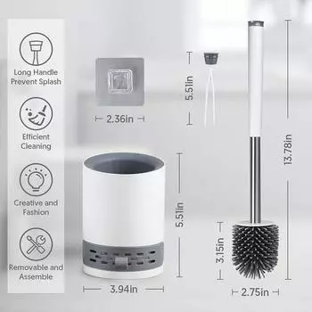 Набор щетки и держателя для унитаза, щетка для унитаза и держатель для организации ванной комнаты, силиконовая щетка для унитаза с мягкой щетиной
