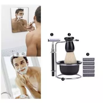 Набор щеток для бритья Подставка для бритья из нержавеющей стали и набор мыльниц идеально подходят для мужчин One Size белый