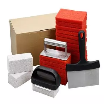 Набор щеток для чистки барбекю, 26 предметов, набор для чистки плоской верхней решеткой, профессиональные губки для чистки, чистящая лопатка, щетка для чистки, необходимые принадлежности для чистки барбекю