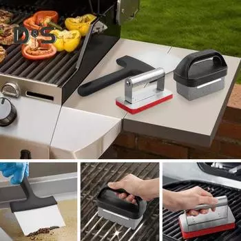 Набор щеток для чистки барбекю, 26 предметов, набор для чистки плоской верхней решеткой, профессиональные губки для чистки, чистящая лопатка, щетка для чистки, необходимые принадлежности для чистки барбекю 1 Set