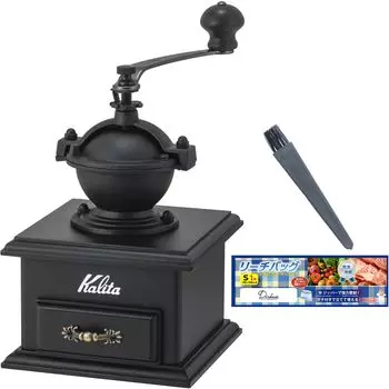 Набор щеток для чистки кофемолки Kalita Classic Mill BK Kalita Genuine Mill поставляется с пакетом для заморозки со складками [Покупка набора] (черный) #42203