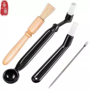 Набор щеток для чистки Мельница для кофемашины Деревянная щетка для чистки Чайный сервиз Щетка для кофемашины 4pcs/set