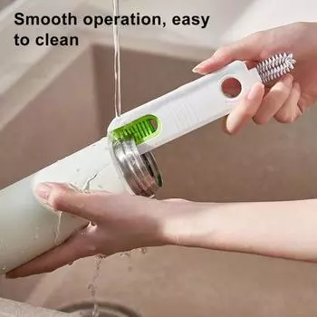 Набор щеток для чистки зазоров крышки чашки, нержавеющая сталь, очиститель бутылок с вращающейся на 360 градусов головкой, U-образная силиконовая щетка для чашки белый