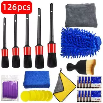 Набор щеток для мойки автомобиля, 126 шт., набор для чистки автомобиля, набор для мойки автомобиля, губка для чистки, щетка для мойки автомобиля, детали щетки для небольшого автомобиля, инструмент для чистки салона автомобиля