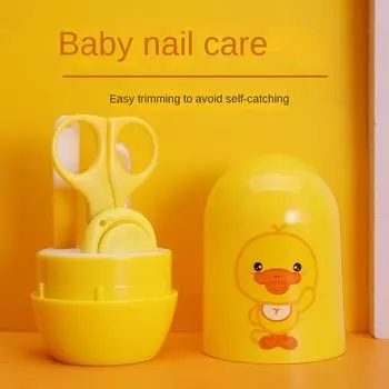 Набор щипчиков для ногтей Cartoon Baby, набор из 4 предметов для ухода за ногтями для малышей, набор щипчиков для ногтей жёлтый