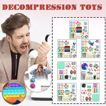 Набор сенсорных игрушек для снятия стресса, сенсорные игрушки с нажимным пузырем для детей и взрослых