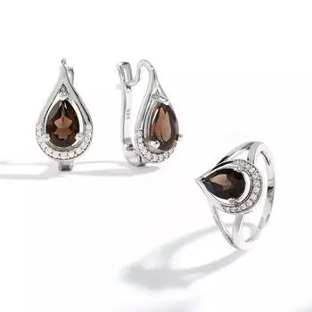 Набор серебряных колец и серег в стиле аниме «дзюдзюцу кайсен глаз», натуральный дымчатый драгоценный камень, ювелирные украшения для женщин и девочек, повседневная одежда, подарок US RING SIZE:7# серебряный