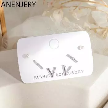 Набор серег-гвоздиков с блестящим кубическим цирконием, прямые V-образные жемчужные серьги для женщин, комплект серег из 6 предметов, подарок ювелирных изделий