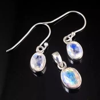 Набор серег с подвеской из лунного камня, 100% стерлинговое серебро 925 пробы, ювелирные изделия ручной работы, июньский камень белый