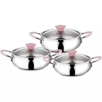 Набор сферических кастрюль Oms из 6 предметов со стальной силиконовой ручкой 1071