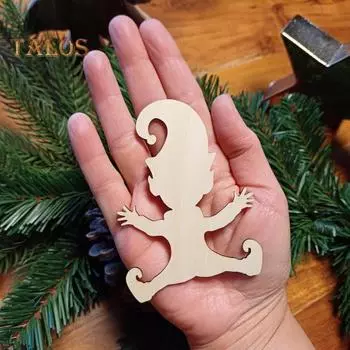 Набор шаблонов для гномов, деревянные трафареты для следов гномов, трафареты для силуэта гнома для рождественского декора окон и пола B