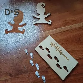 Набор шаблонов для гномов, деревянные трафареты для следов гномов, трафареты для силуэта гнома для рождественского декора окон и пола B