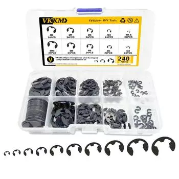 Набор шайб-зажимов E-образной формы из марганцевой стали:Благодаря полной комплектации из 240 деталей он удовлетворит все ваши потребности в самостоятельном изготовлении.