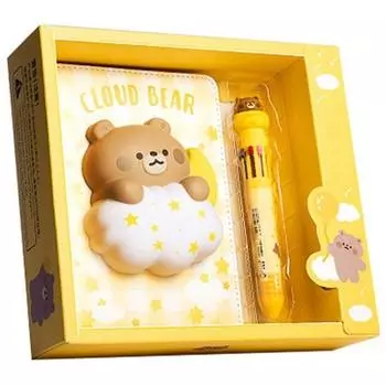 Набор шариковых ручек Line Blue Squishy Diary, медведь