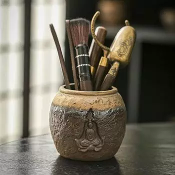 Набор «Шесть благородных мужей» для чайной церемонии с глазурью «ржавчина» Дзен Кунг-фу Чайный набор Аксессуары Дацюань Инструменты для приготовления чая Подставка для ручек Чайный клип Подставка для чашек Style 1