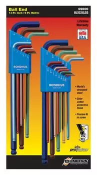 Набор шестигранных ключей Color Guard Processing Set из 22 10 мм BLX22XLCG []BONDHUS Multi-Pack (BLX9MXLCG1.5, 2, 2.5, 3, 4, 5, 6, 8, BLX13LCG0.050, 1/16, 5/64,