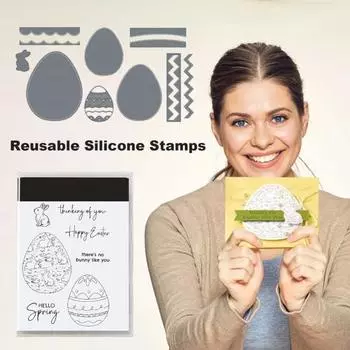 Набор штампов и штампов для изготовления открыток Металлические штампы Многоразовые силиконовые штампы E