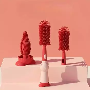 Набор силиконовых ершиков для бутылочек, набор ершиков для чистки бутылочек, многофункциональная щетка для чистки детских бутылочек с длинной ручкой 3 в 1 синий