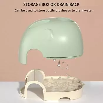 Набор силиконовых ершиков для детских бутылочек с подставкой для бутылочек для молока, вращающихся на 360 градусов, щетка для мытья кружек для взрослых, бытовой портативный набор для мытья кружек светло-зеленый