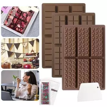 Набор силиконовых форм для шоколада с пакетами по 100 шт., глубокая форма для шоколада для фаршированных батончиков, многоразовая форма для выпечки тортов, не содержащая бисфенола-А A