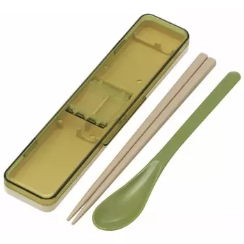 Набор Skater Combi, набор палочек для еды, ложек, серебро, ион Ag+, антибактериальный, ретро, французский, зеленый, сделано в Японии, 18 см, CCS3SAAG