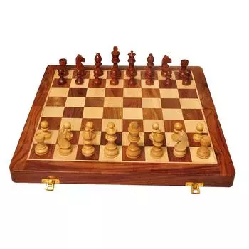 Набор складных магнитных шахматных досок ручной работы из дерева с магнитными фигурами и дополнительными ферзями для детей и взрослых (14x14 дюймов, Коричневый)