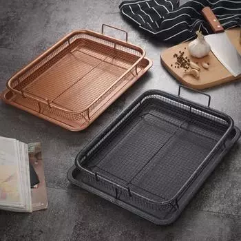 Набор сковород для барбекю из нержавеющей стали с антипригарным медным покрытием Прочная конструкция из углеродистой стали Выпечка Жарка Жарка Функции хрустящей корочки