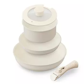 Набор сковородок Iris Ohyama, совместимый с газовой плитой IH, из 5 предметов, с съемной керамической цветной крышкой, быстро нагревается, становится пушистым и сочным за короткое время