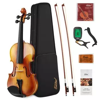 Набор скрипок Eastar Violin из цельного дерева с 2 смычками для начинающих и продвинутых скрипачей 4/4 EVA-330