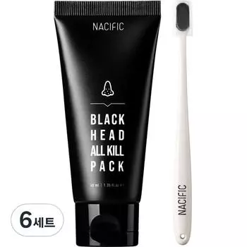 Набор смываемых масок Nessific Blackhead All Kill + кисть All Kill, 6 наборов