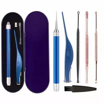 Набор со светодиодной подсветкой для чистки ушей Earpick Ear Cleaner Soft Wire Practical Earpick Ear Day Antibacterial Stainless Steel Earpick Silver Earpick
