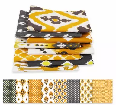 Набор Soimoi из 8 толстых четвертей, азиатский принт икат, 18 x 22 дюйма, лоскутное шитье своими руками, предварительно нарезанная ткань для квилтинга из 100 хлопка оранжевого, белого и 18x22