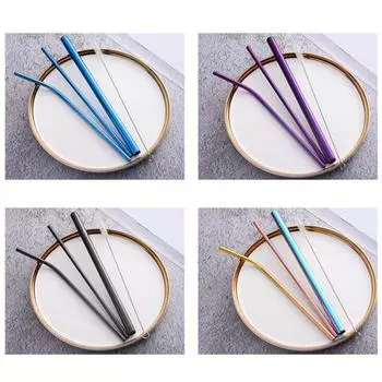 Набор соломинок для питья из нержавеющей стали, многоразовый прямой набор соломинок для питья Bending ярко-розовый/золотистый