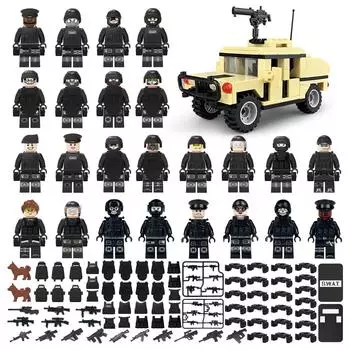 Набор спецназа, полицейская машина, мелкие частицы, детские строительные блоки, рождественский подарок