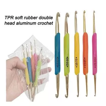 Набор спиц для вязания крючком из мягкой резины и алюминия, цветной TPR Набор спиц для вязания крючком 5 цветов