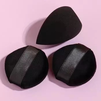 Набор спонжей и пуховок для макияжа, 3 шт. чёрный