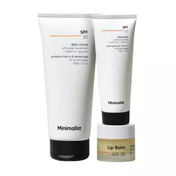 Набор средств защиты от солнца (150 г + 50 г + 8 г), Sun Protection Kit Set, Minimalist