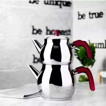 Набор стальных чайников Hisar Optima Saryer Бордово-красный