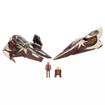 Набор Star Wars Micro Galaxy Squadron Ahsoka Jedi Starfighters, а также транспортные средства и 2 микрофигурки Тано - 5 х 3 х 1 аксессуары. коричневый